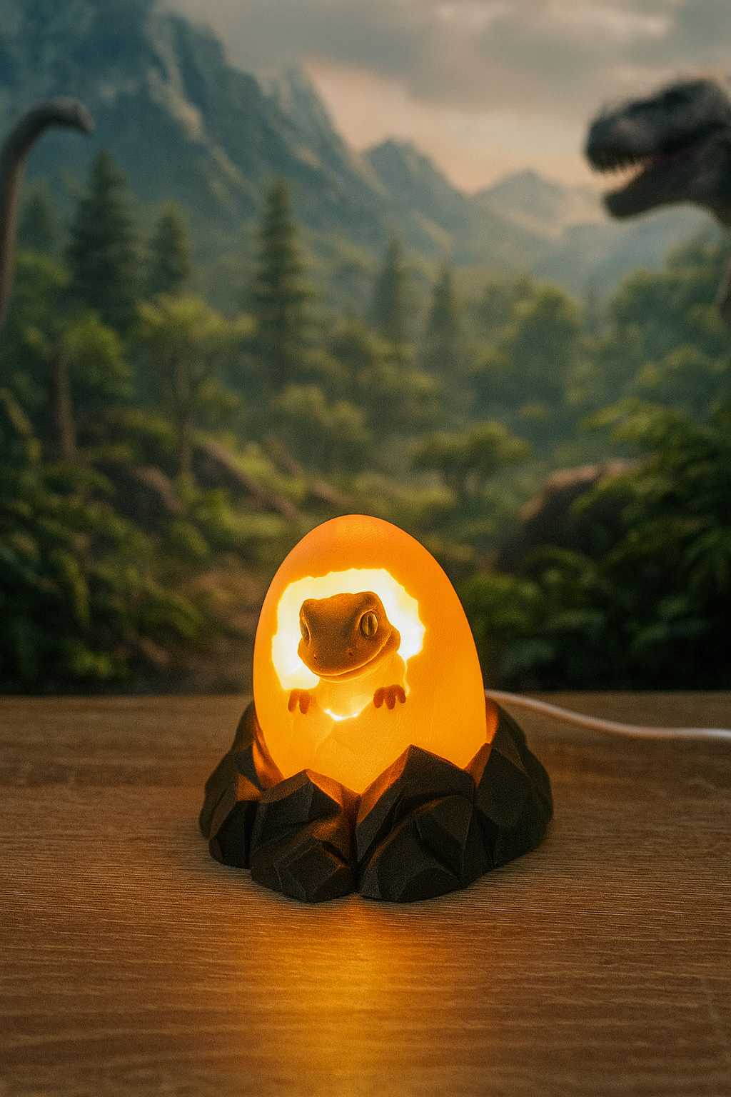 Світильник-Динозаврик у Яйці — 3D Друк, USB Нічник із Трьома Режимами Світла | Dizzy3D