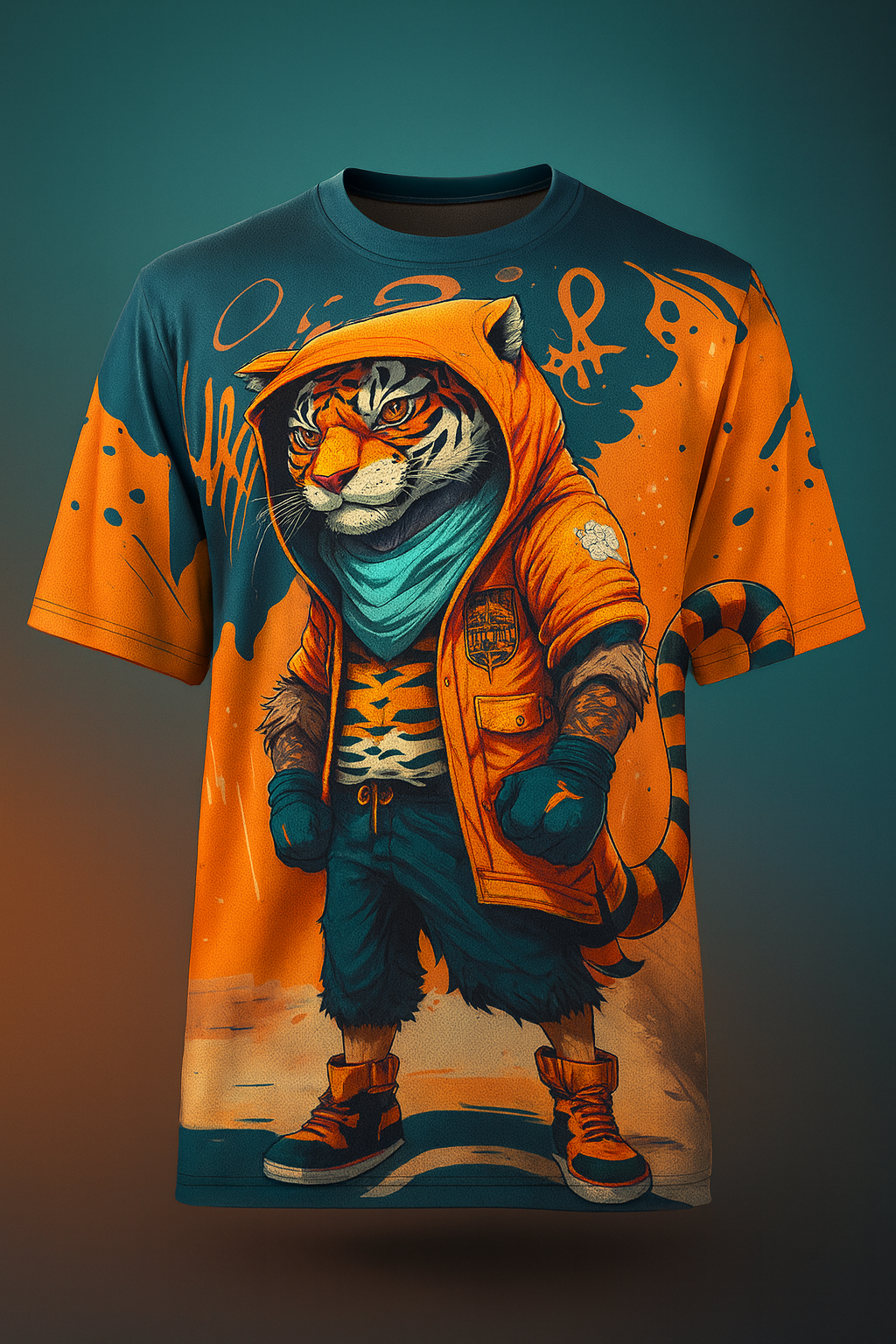 Футболка «Street Tiger» з яскравим графіті-принтом