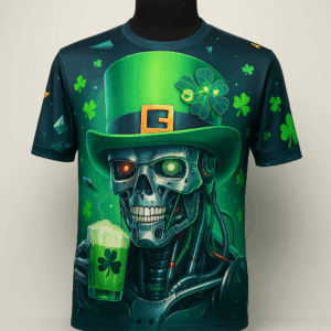 Футболка Cyber Leprechaun — День Святого Патріка у стилі кіберпанк 🤖🍀