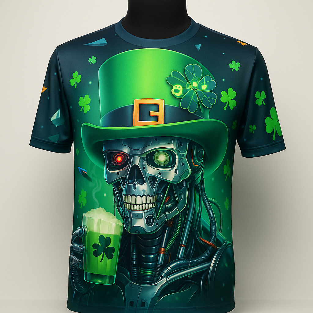 Футболка Cyber Leprechaun — День Святого Патріка у стилі кіберпанк 🤖🍀