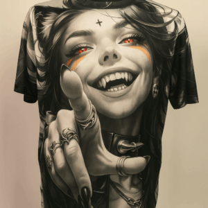 Футболка Dark Smile — готичний арт у стилі вамп