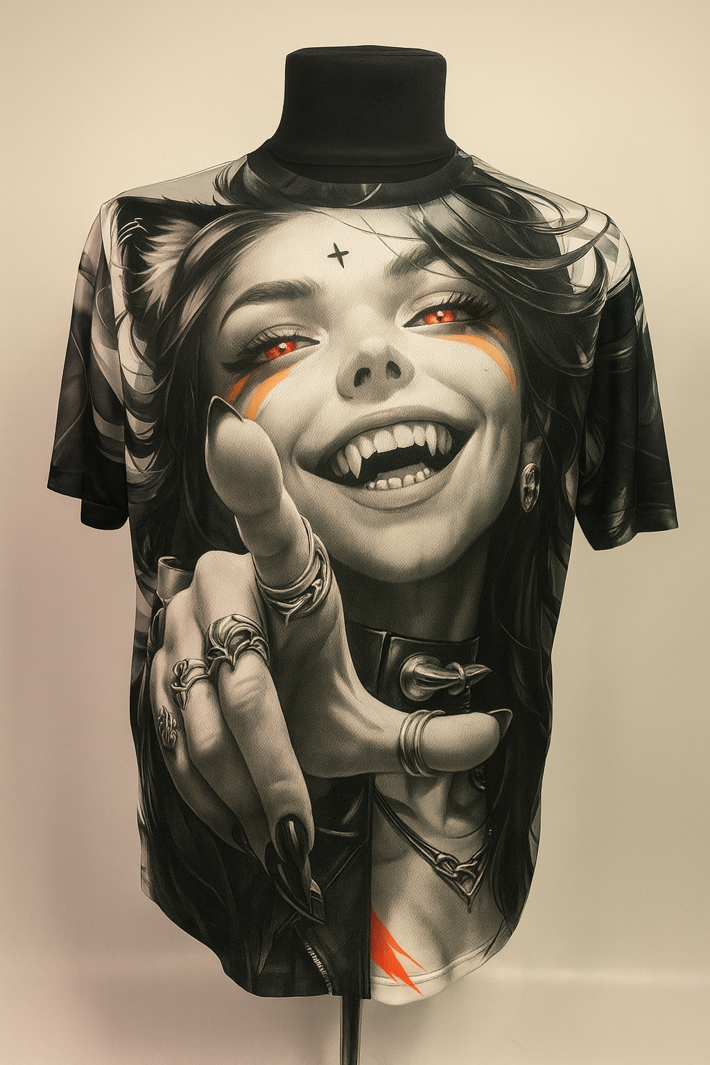 Футболка Dark Smile — готичний арт у стилі вамп