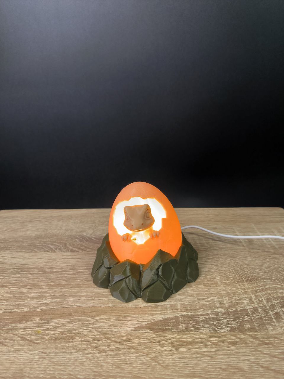 Світильник-Динозаврик у Яйці — 3D Друк, USB Нічник із Трьома Режимами Світла | Dizzy3D - Зображення 2
