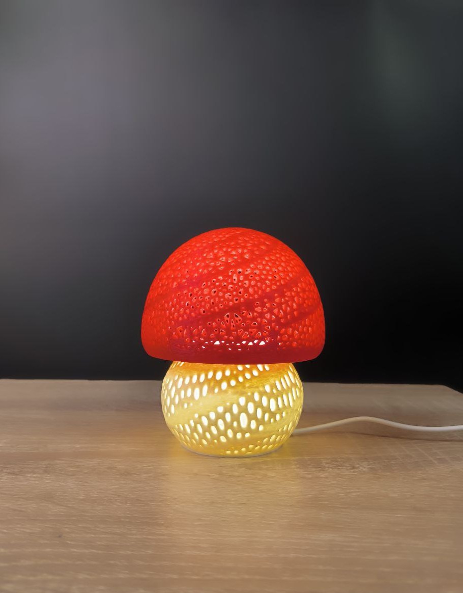 Світильник Мухомор — 3D Друк, USB Нічник із Регулюванням Яскравості | Dizzy3D - Зображення 2